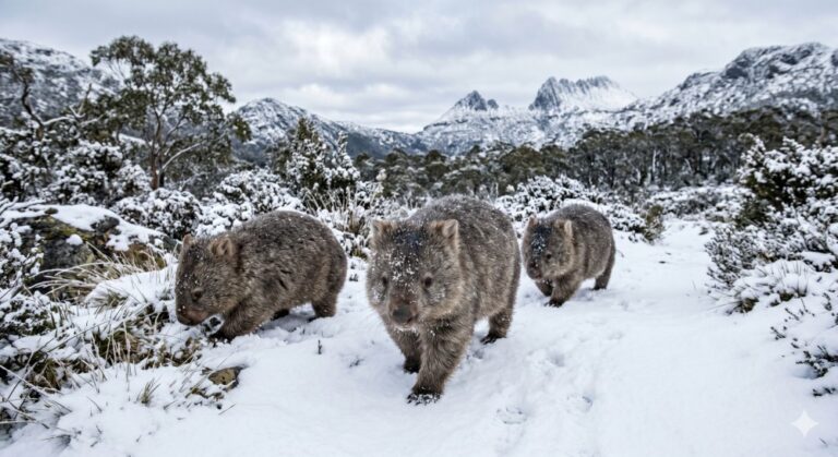 Wombats im Schnee