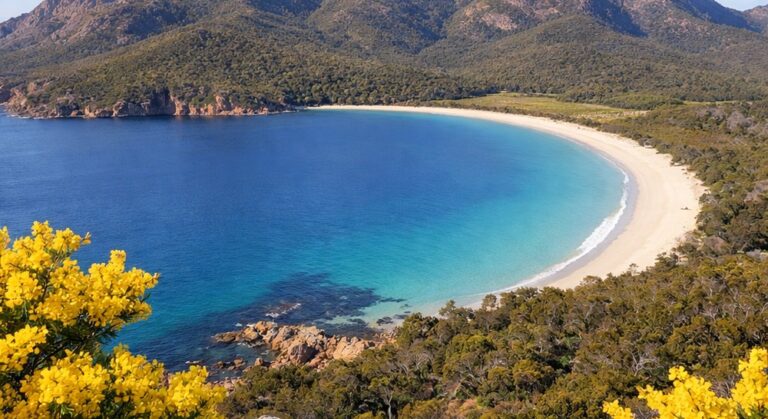 Wineglass Bay und die Freycinet-Halbinsel an Tasmaniens Ostküste im September